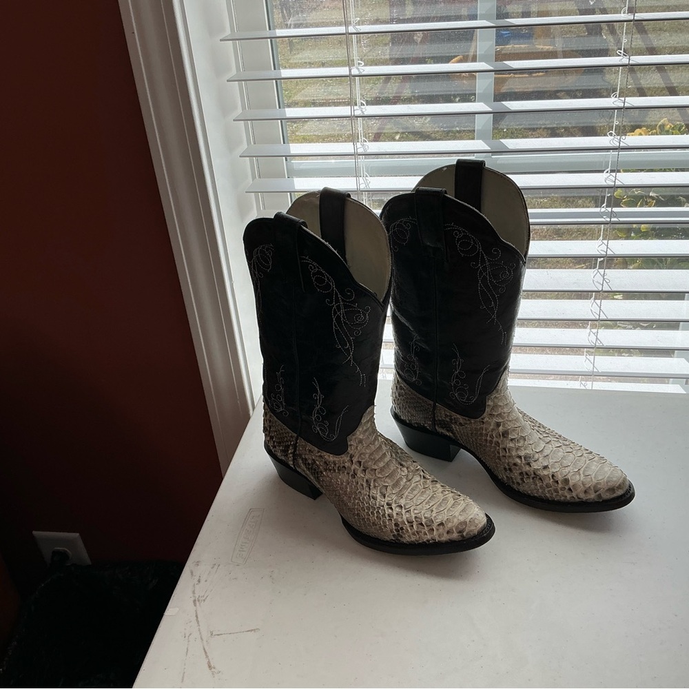 Black and White Exotic Cowboy Boots
